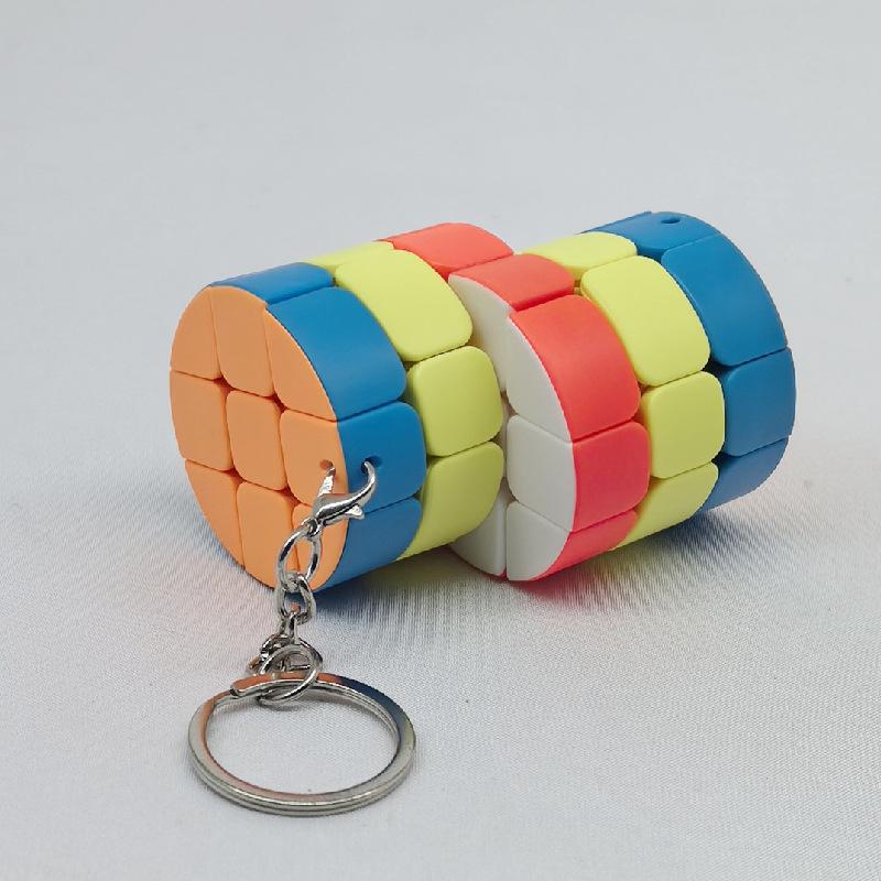 (image for) CubeTwist Mini 3‑Layer Cylinder 2‑in‑6 No.2 Magic Cube with Keychain Rotation‑Limited Puzzle