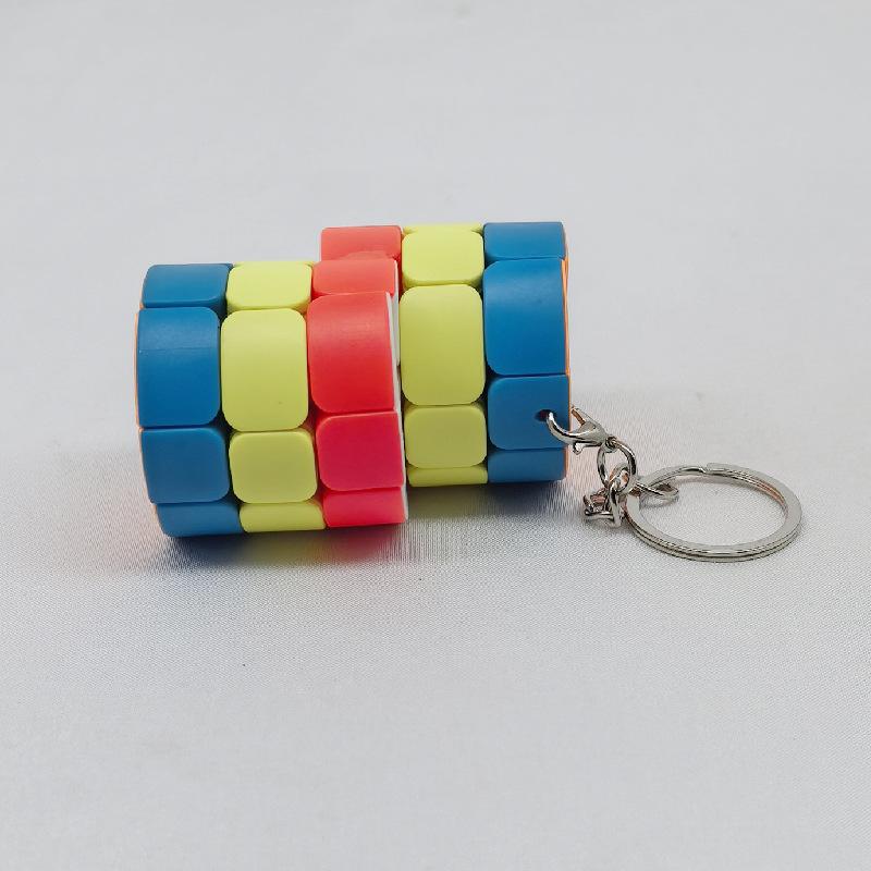(image for) CubeTwist Mini 3‑Layer Cylinder 2‑in‑6 No.2 Magic Cube with Keychain Rotation‑Limited Puzzle