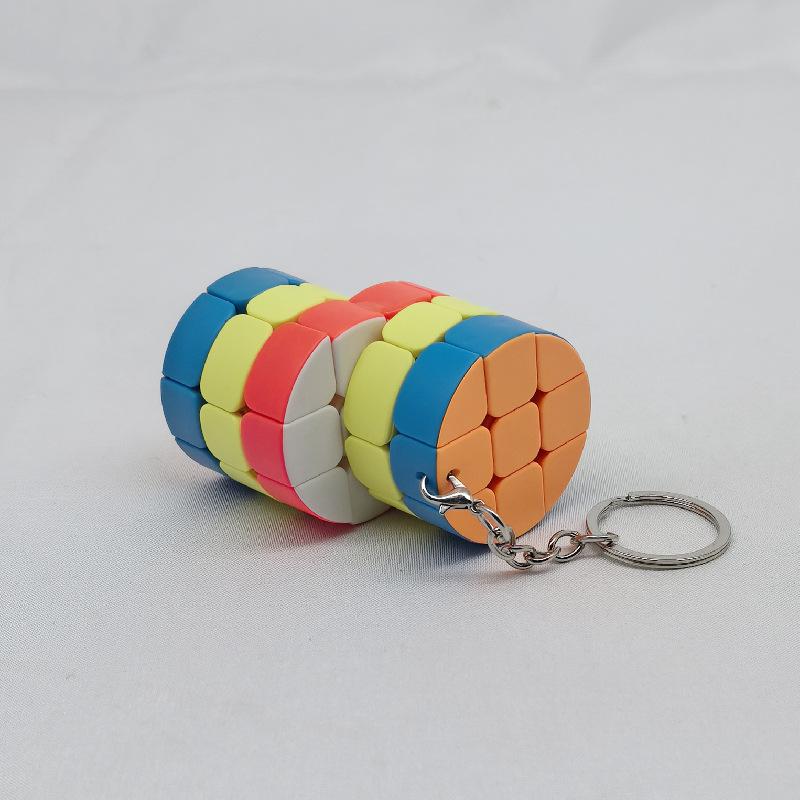 (image for) CubeTwist Mini 3‑Layer Cylinder 2‑in‑6 No.2 Magic Cube with Keychain Rotation‑Limited Puzzle