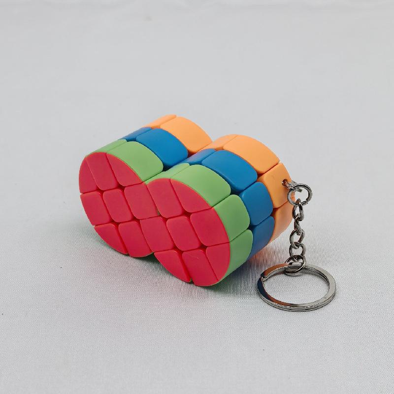 (image for) CubeTwist Mini 3‑Layer Cylinder Siamese Cube 2‑in‑6, Keychain Twisty Puzzle with Restricted Rotation