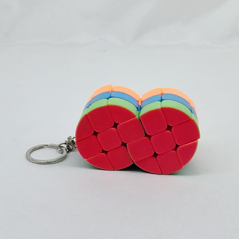 (image for) CubeTwist Mini 3‑Layer Cylinder Siamese Cube 2‑in‑6, Keychain Twisty Puzzle with Restricted Rotation