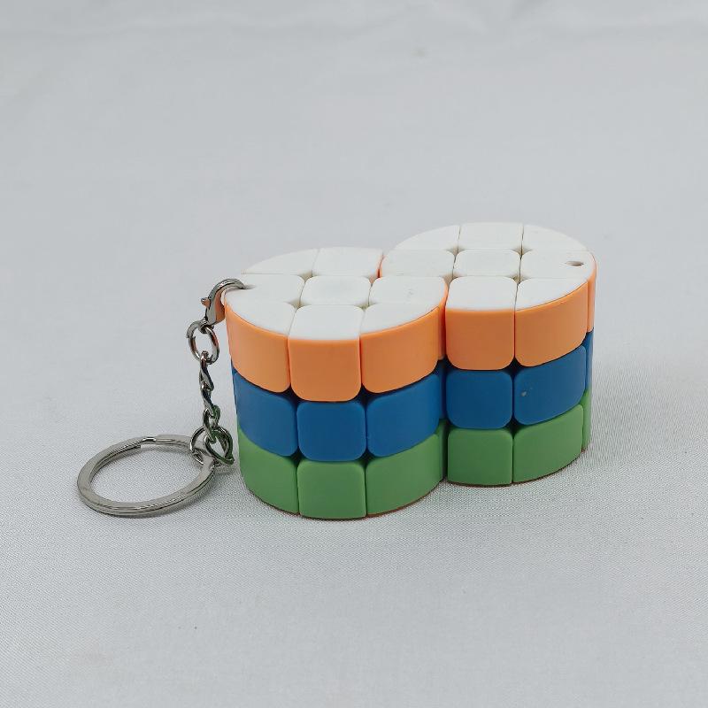 (image for) CubeTwist Mini 3‑Layer Cylinder Siamese Cube 2‑in‑6, Keychain Twisty Puzzle with Restricted Rotation