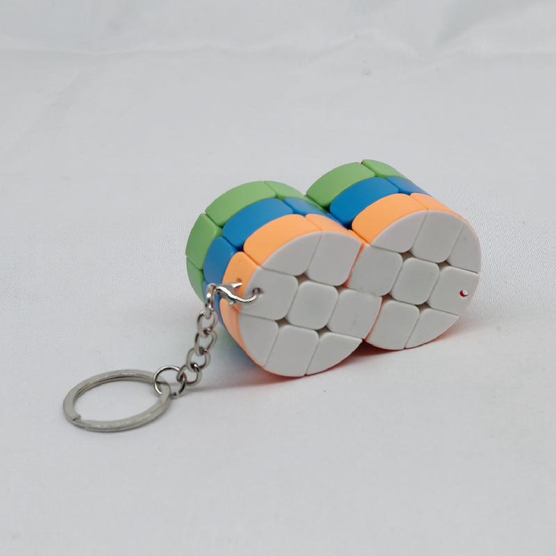 (image for) CubeTwist Mini 3‑Layer Cylinder Siamese Cube 2‑in‑6, Keychain Twisty Puzzle with Restricted Rotation