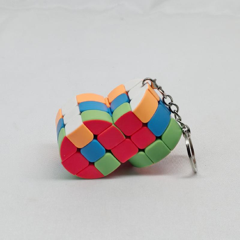 (image for) CubeTwist Mini 3‑Layer Cylinder Siamese Cube 2‑in‑6, Keychain Twisty Puzzle with Restricted Rotation