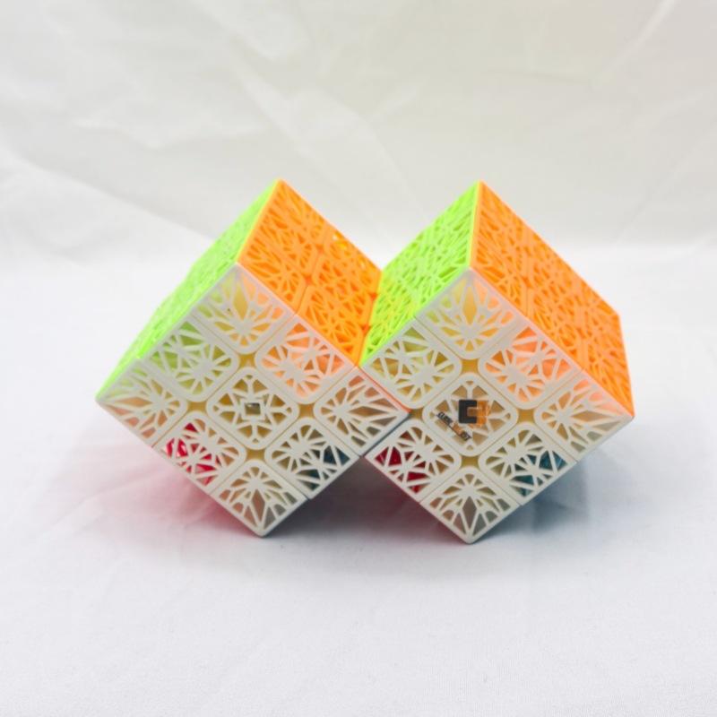 (image for) CubeTwist 2‑in‑3 Hollow‑Surface Conjoined 3x3 Siamese Cube Rotation‑Limited Puzzle