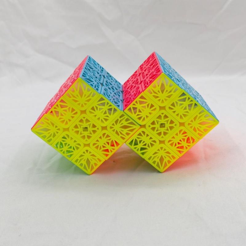 (image for) CubeTwist 2‑in‑3 Hollow‑Surface Conjoined 3x3 Siamese Cube Rotation‑Limited Puzzle