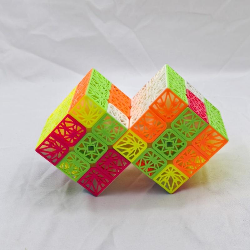 (image for) CubeTwist 2‑in‑3 Hollow‑Surface Conjoined 3x3 Siamese Cube Rotation‑Limited Puzzle