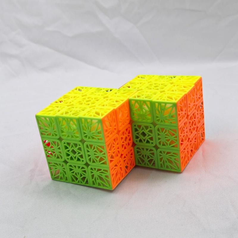 (image for) CubeTwist 2‑in‑3 Hollow‑Surface Conjoined 3x3 Siamese Cube Rotation‑Limited Puzzle