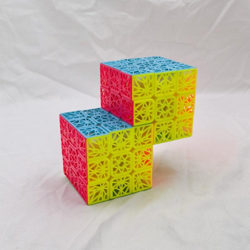 (image for) CubeTwist 2‑in‑3 Hollow‑Surface Conjoined 3x3 Siamese Cube Rotation‑Limited Puzzle