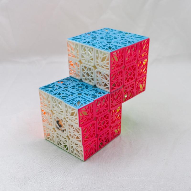 (image for) CubeTwist 2‑in‑3 Hollow‑Surface Conjoined 3x3 Siamese Cube Rotation‑Limited Puzzle