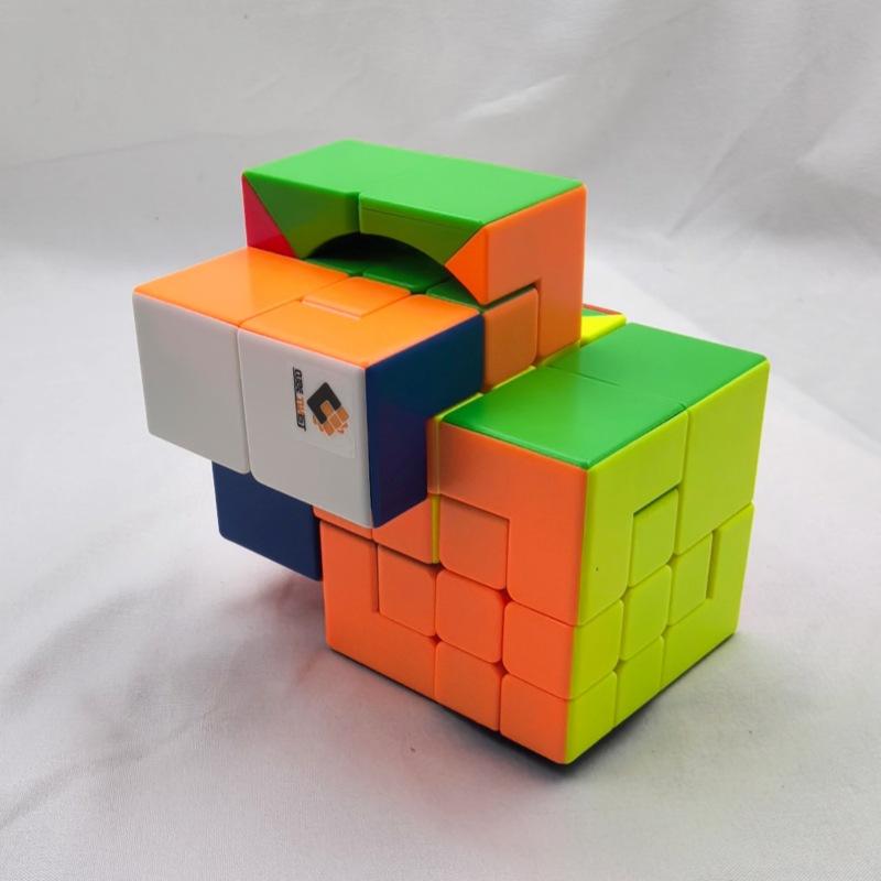 (image for) CubeTwist Puppet No.2 Siamese Cube, Dual‑Block Connected 3x3 Twisty Puzzle