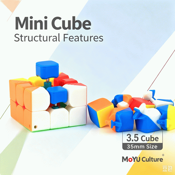 (image for) Meilong Mini 3x3 Cube 35mm | MoYu MoFang JiaoShi Mini 3x3 Speed Cube with Keychain
