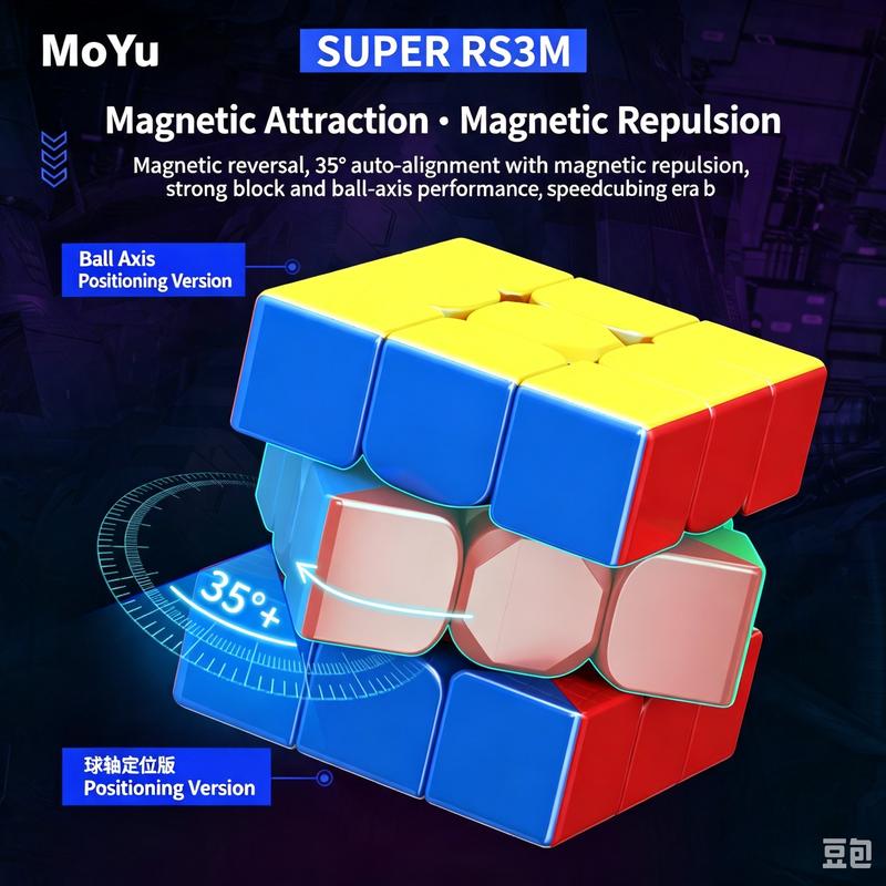 (image for) MoYu Super RS3M V2 Magnetic 3x3 Speed Cube, MagLev Ball-Shaft Positioning Competition Puzzle Cube