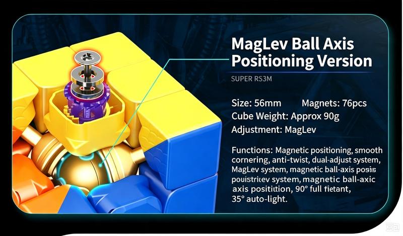 (image for) MoYu Super RS3M V2 Magnetic 3x3 Speed Cube, MagLev Ball-Shaft Positioning Competition Puzzle Cube