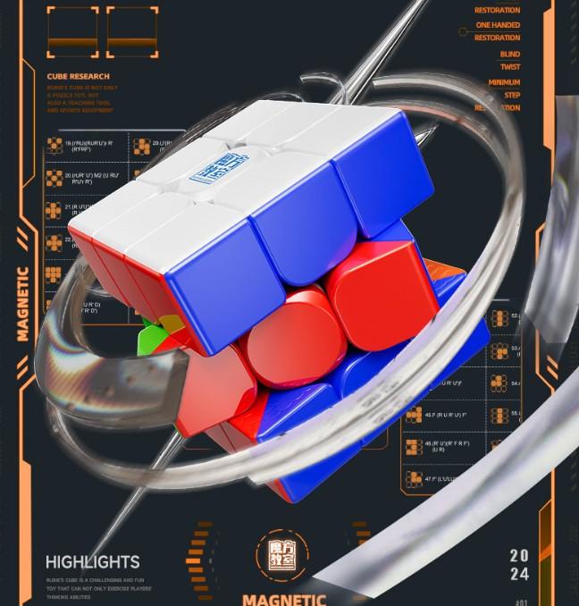 (image for) MoYu Meilong 3M V2 3x3 Magnetic Speed Cube, Magic Coat Version, Beginner Competition Puzzle Cube