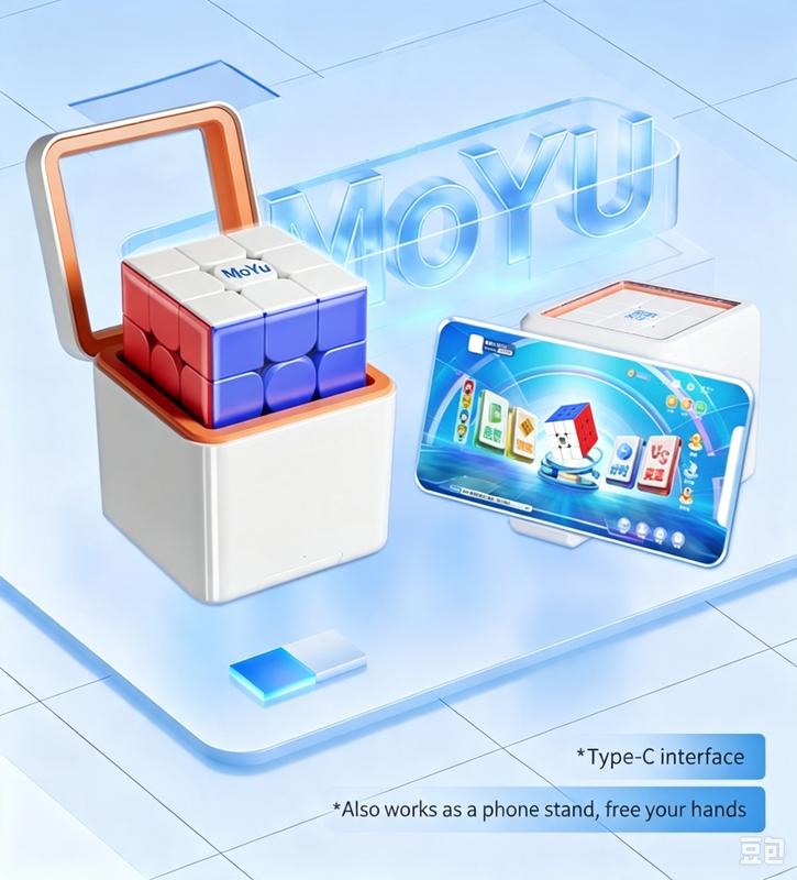 (image for) MoYu Weilong V10 AI Smart 3x3 Cube Rechargeable Gyro Magnetic Core Speed Cube, APP Online Battle Puzzle Toy
