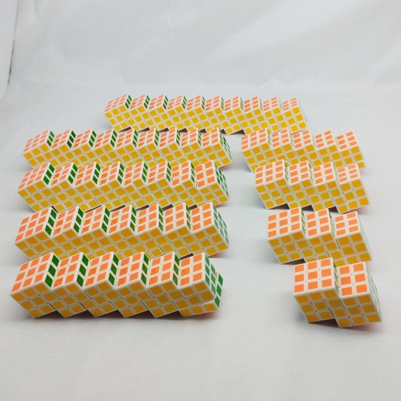 (image for) CubeTwist Mini Siamese Cube 3.0cm White Base, 2‑6 to 10‑6 Extended Connected Twisty Puzzle with Restricted Rotation