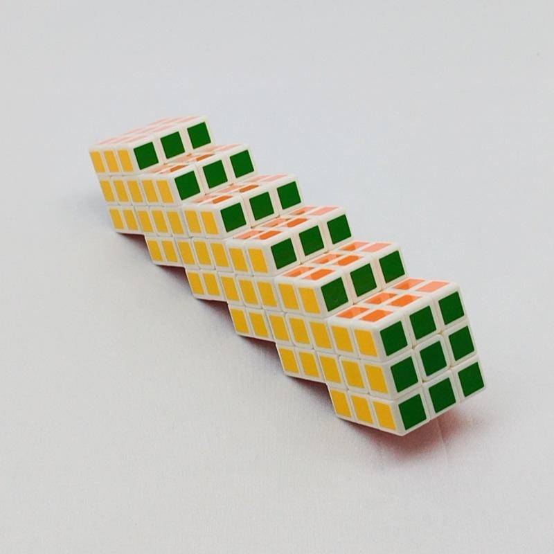 (image for) CubeTwist Mini Siamese Cube 3.0cm White Base, 2‑6 to 10‑6 Extended Connected Twisty Puzzle with Restricted Rotation