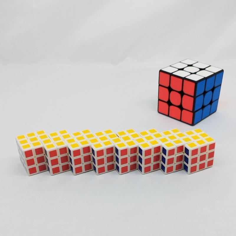 (image for) CubeTwist Mini Siamese Cube 3.0cm White Base, 2‑6 to 10‑6 Extended Connected Twisty Puzzle with Restricted Rotation