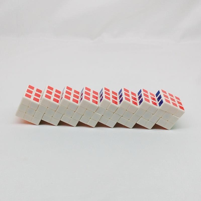(image for) CubeTwist Mini Siamese Cube 3.0cm White Base, 2‑6 to 10‑6 Extended Connected Twisty Puzzle with Restricted Rotation