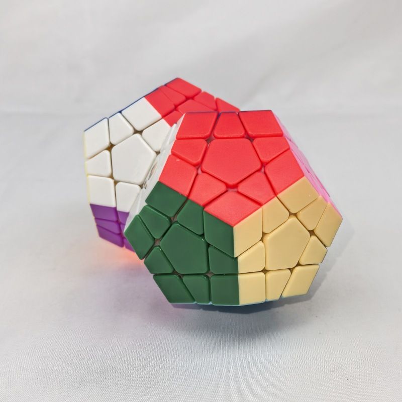 (image for) CubeTwist Siamese Megaminx Cube 2-Body 3-Body Symmetric Color Connected Dodecahedron Puzzle Toy