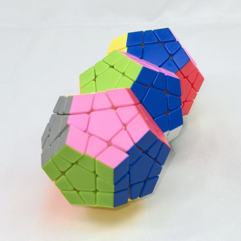 (image for) CubeTwist Siamese Megaminx Cube 2-Body 3-Body Symmetric Color Connected Dodecahedron Puzzle Toy