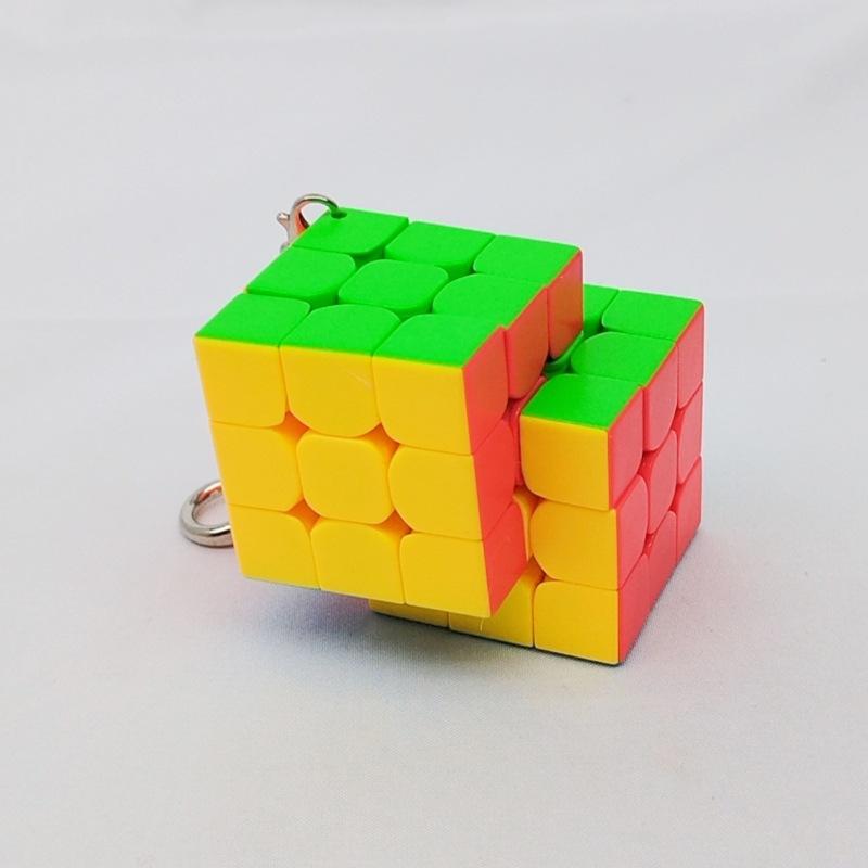 (image for) CubeTwist Mini 2‑Link‑8 Siamese Cube, 30mm Restricted‑Rotation Connected 3x3 Puzzle with Keychain