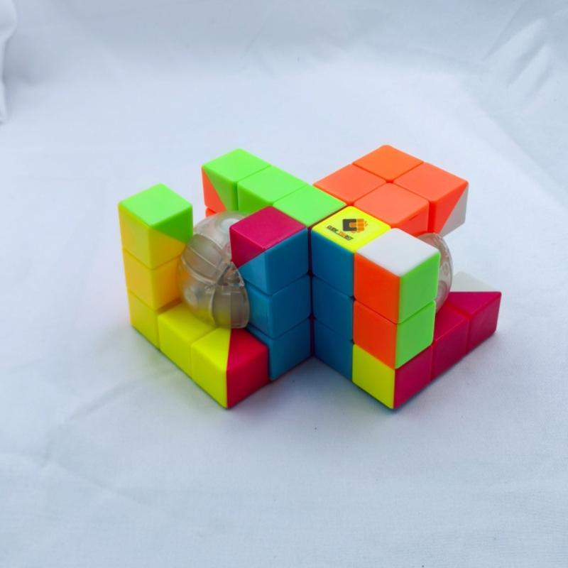 (image for) CubeTwist Gemini Cube 2‑in‑3 Geometric Siamese Cube, Restricted Rotation MOD Twisty Puzzle