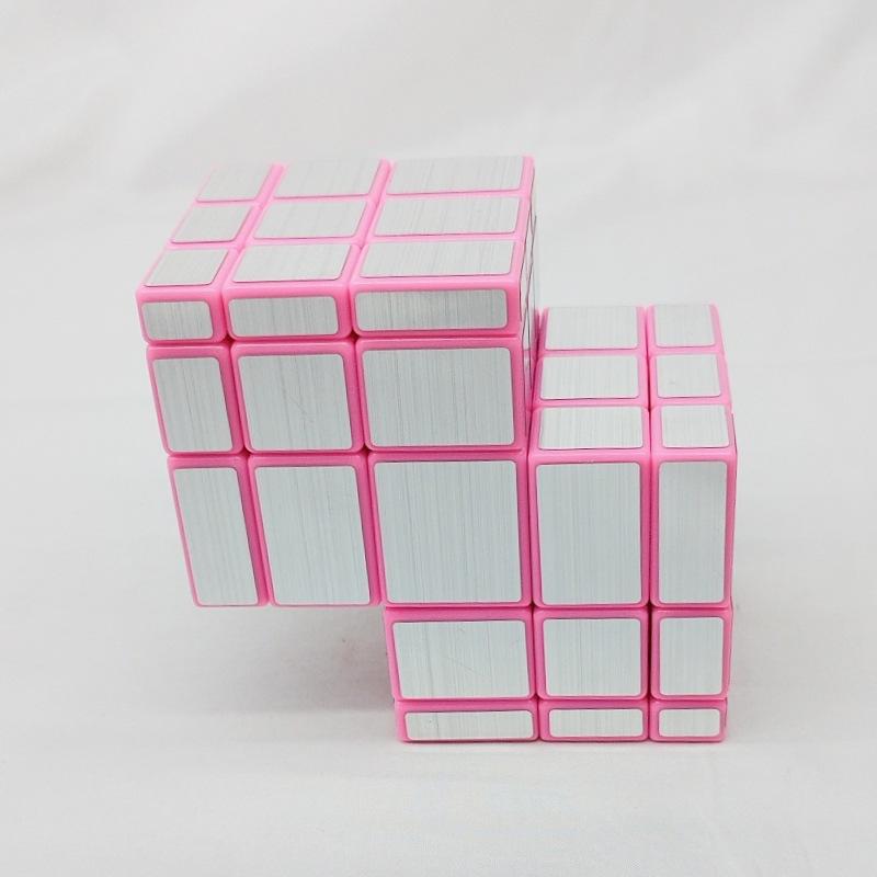 (image for) CubeTwist Mirror Siamese Cube 2‑in‑3 Layer‑Stack 335 Limited Rotation Puzzle, Silver Stickers