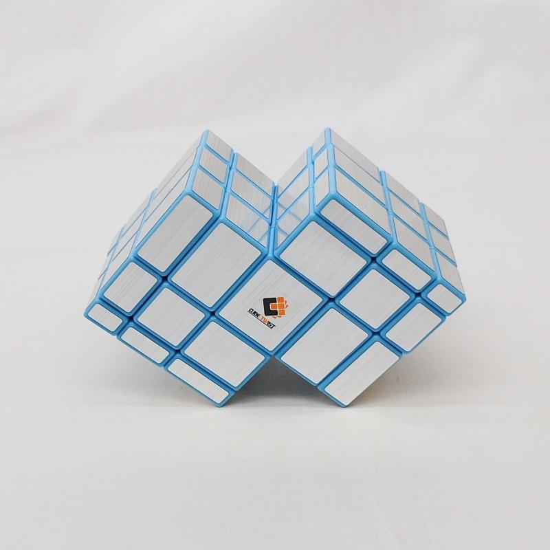 (image for) CubeTwist Mirror Siamese Cube 2‑in‑3 Layer‑Stack 335 Limited Rotation Puzzle, Silver Stickers