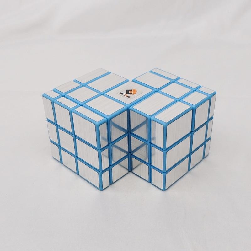 (image for) CubeTwist Mirror Siamese Cube 2‑in‑3 Layer‑Stack 335 Limited Rotation Puzzle, Silver Stickers