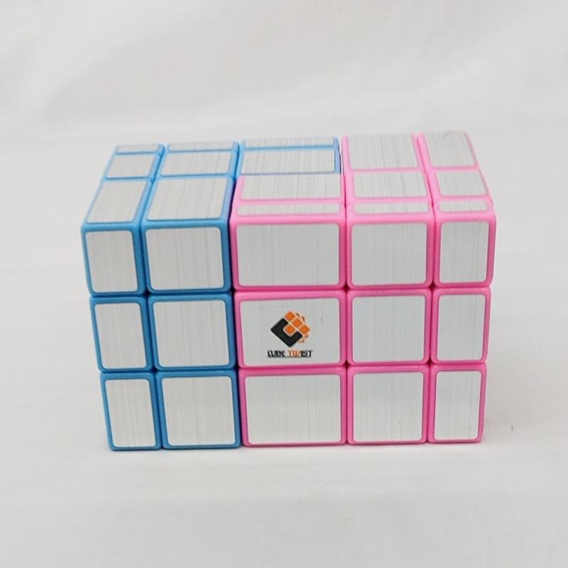 (image for) CubeTwist Mirror Siamese Cube 2‑in‑3 Layer‑Stack 335 Limited Rotation Puzzle, Silver Stickers