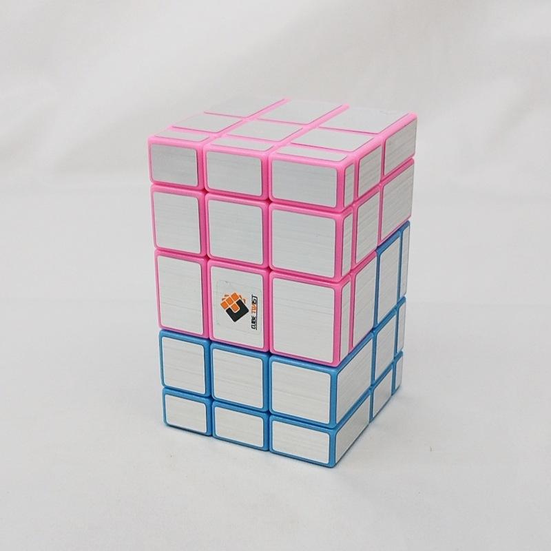 (image for) CubeTwist Mirror Siamese Cube 2‑in‑3 Layer‑Stack 335 Limited Rotation Puzzle, Silver Stickers