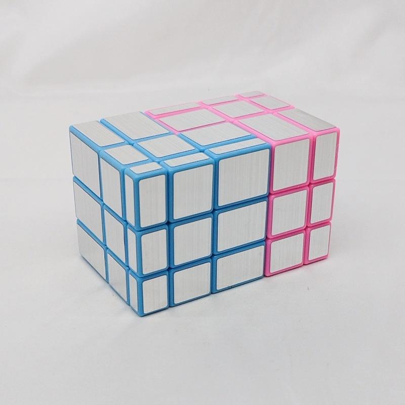 (image for) CubeTwist Mirror Siamese Cube 2‑in‑3 Layer‑Stack 335 Limited Rotation Puzzle, Silver Stickers