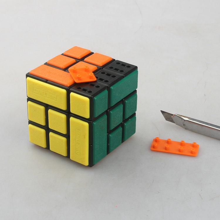 (image for) CubeTwist Bi‑Cube Bandaged 3x3 Cube, Pin‑Insert Version Restricted Rotation Twisty Puzzle