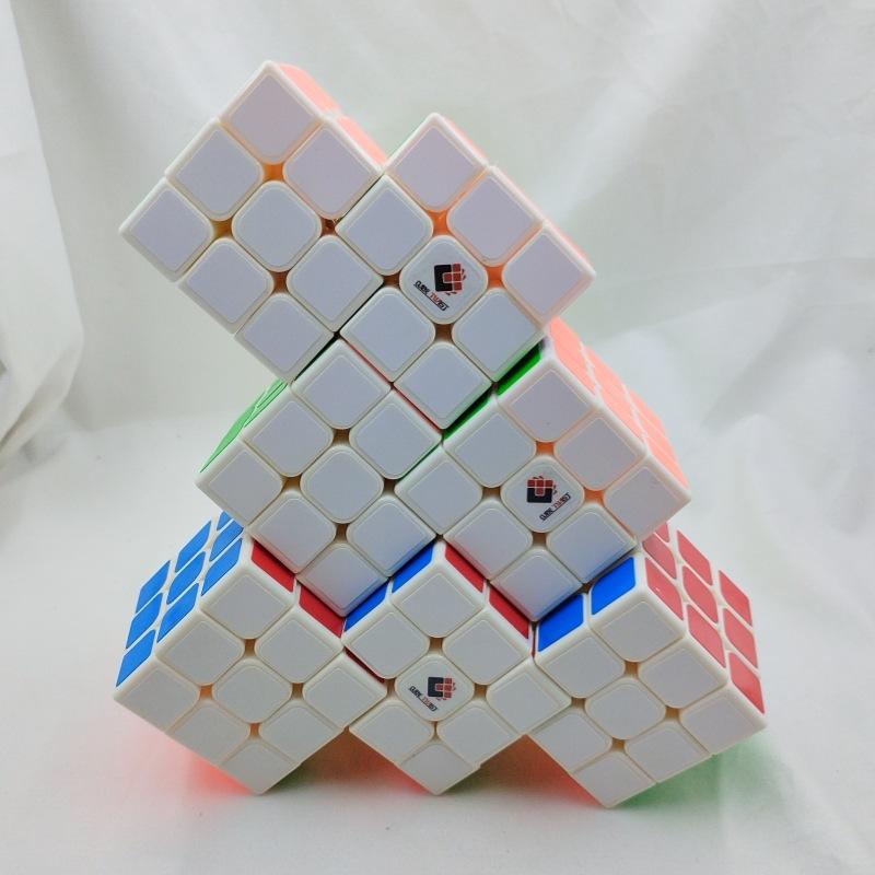 (image for) CubeTwist Siamese 3x3 Cube, 2‑3 / 2‑6 / 3‑3 Connected Bandaged Twisty Puzzle, White Body Restricted Rotation Mod