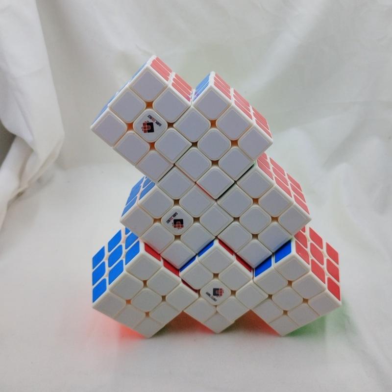 (image for) CubeTwist Siamese 3x3 Cube, 2‑3 / 2‑6 / 3‑3 Connected Bandaged Twisty Puzzle, White Body Restricted Rotation Mod