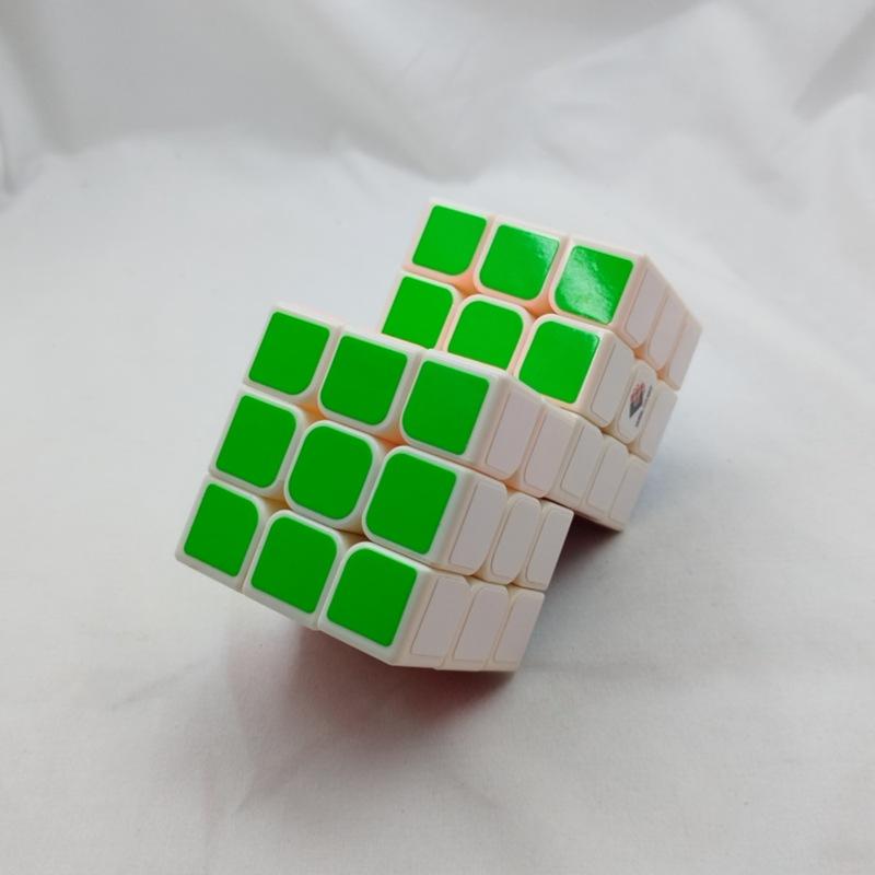 (image for) CubeTwist Siamese 3x3 Cube, 2‑3 / 2‑6 / 3‑3 Connected Bandaged Twisty Puzzle, White Body Restricted Rotation Mod