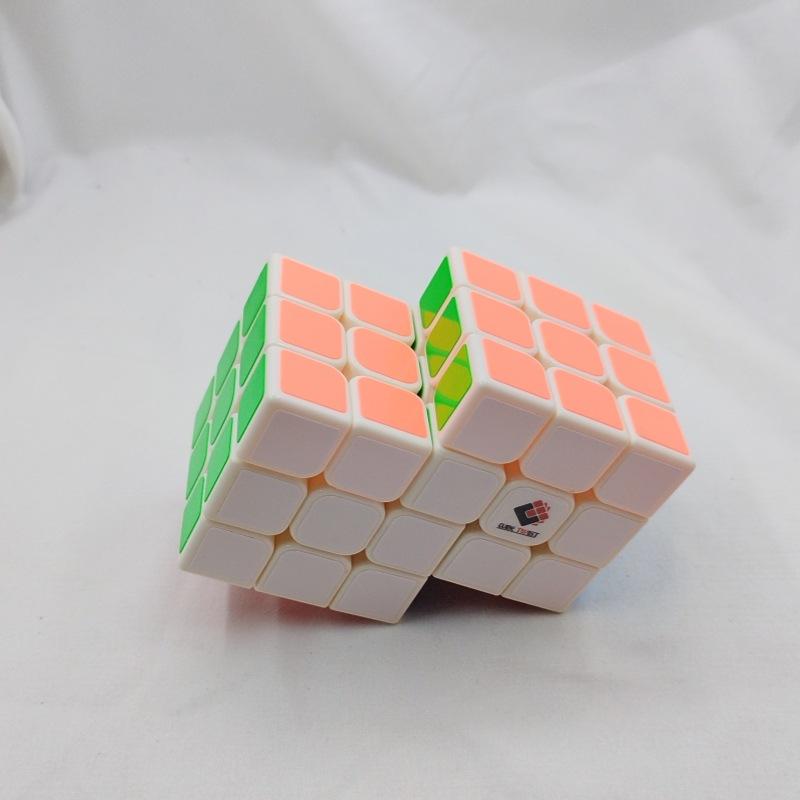 (image for) CubeTwist Siamese 3x3 Cube, 2‑3 / 2‑6 / 3‑3 Connected Bandaged Twisty Puzzle, White Body Restricted Rotation Mod