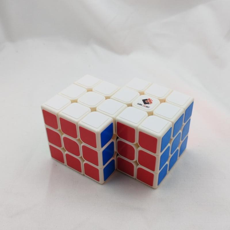 (image for) CubeTwist Siamese 3x3 Cube, 2‑3 / 2‑6 / 3‑3 Connected Bandaged Twisty Puzzle, White Body Restricted Rotation Mod