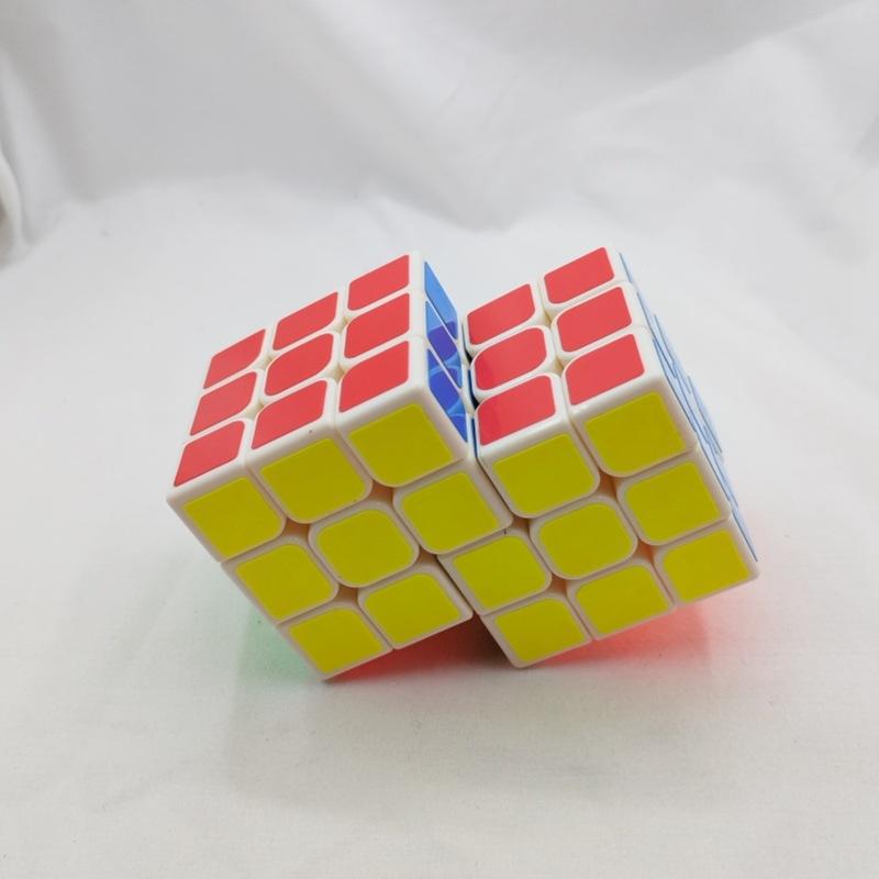 (image for) CubeTwist Siamese 3x3 Cube, 2‑3 / 2‑6 / 3‑3 Connected Bandaged Twisty Puzzle, White Body Restricted Rotation Mod