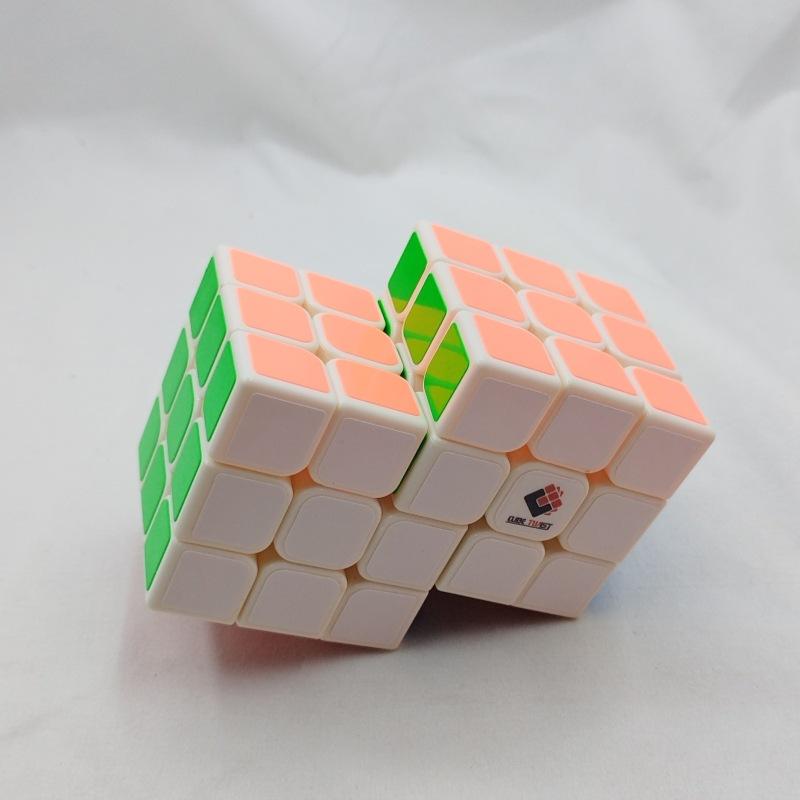 (image for) CubeTwist Siamese 3x3 Cube, 2‑3 / 2‑6 / 3‑3 Connected Bandaged Twisty Puzzle, White Body Restricted Rotation Mod