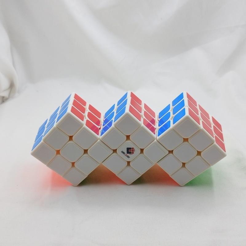 (image for) CubeTwist Siamese 3x3 Cube, 2‑3 / 2‑6 / 3‑3 Connected Bandaged Twisty Puzzle, White Body Restricted Rotation Mod