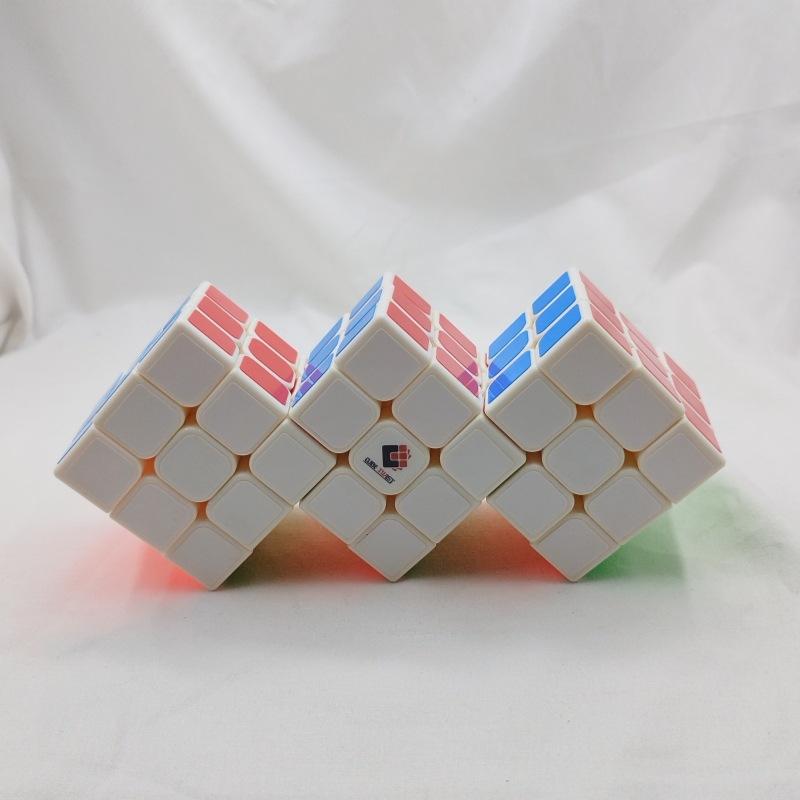 (image for) CubeTwist Siamese 3x3 Cube, 2‑3 / 2‑6 / 3‑3 Connected Bandaged Twisty Puzzle, White Body Restricted Rotation Mod