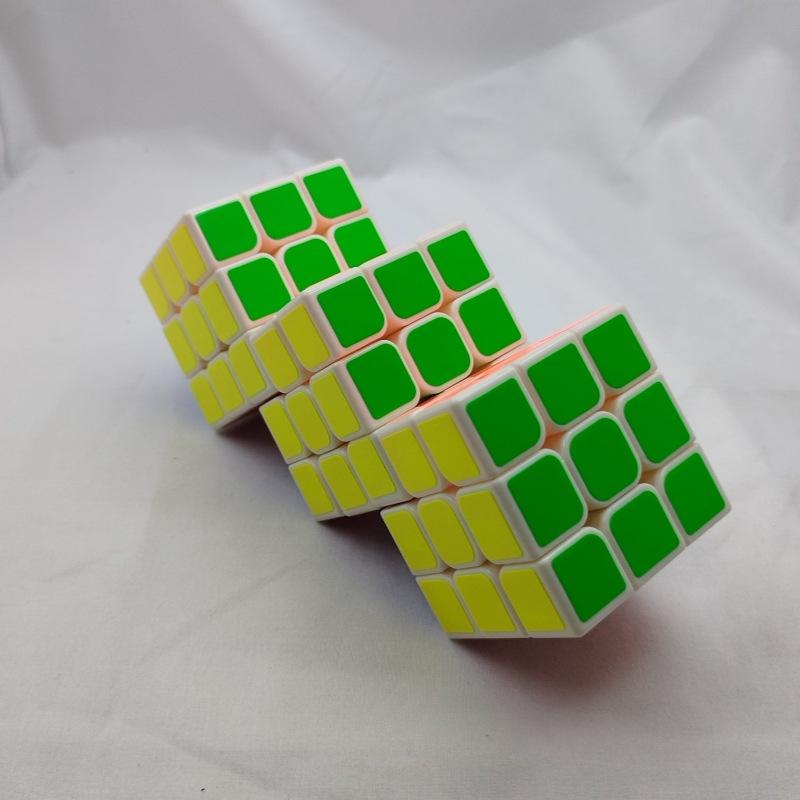 (image for) CubeTwist Siamese 3x3 Cube, 2‑3 / 2‑6 / 3‑3 Connected Bandaged Twisty Puzzle, White Body Restricted Rotation Mod