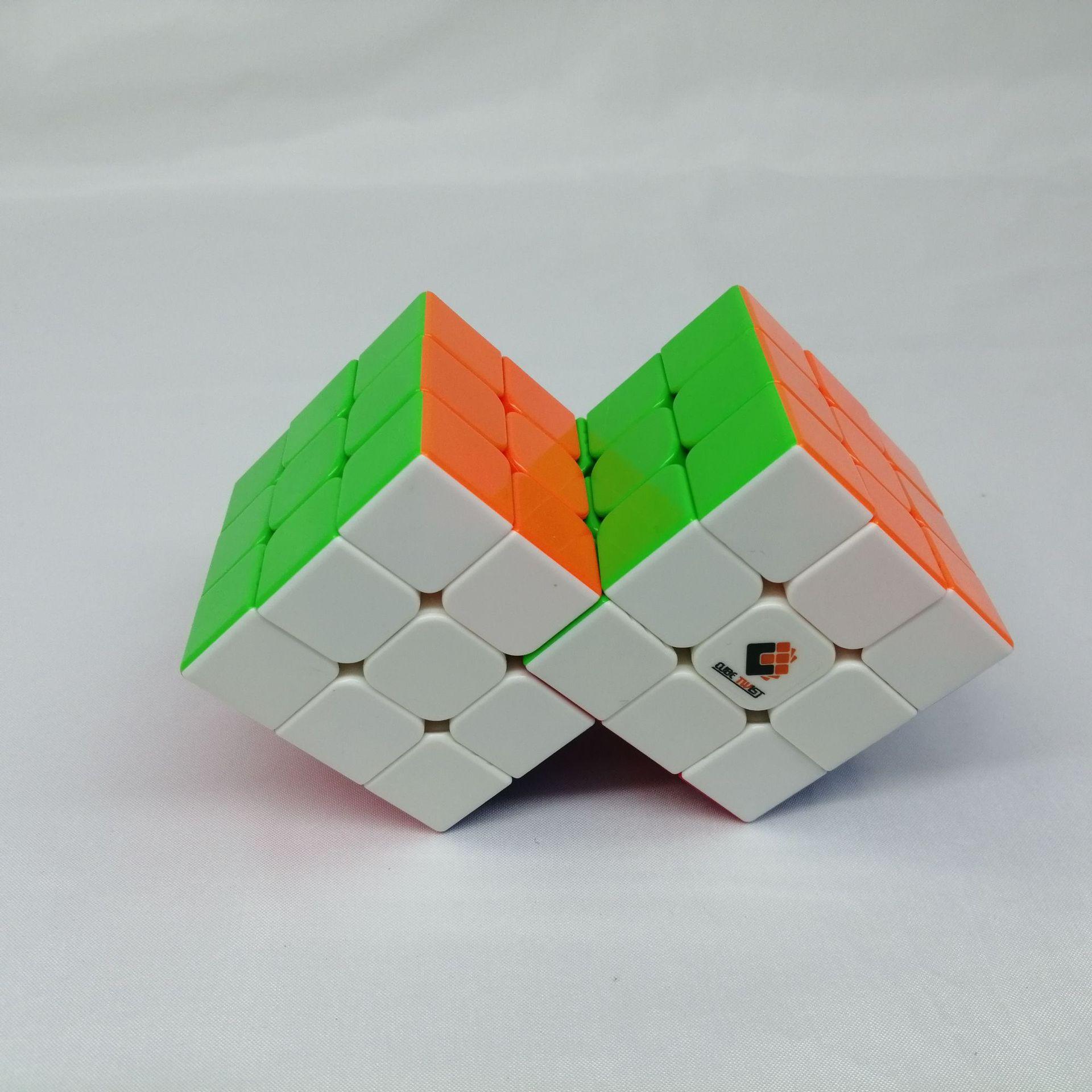 (image for) CubeTwist 2‑3 to 6‑3 Color Siamese Cube, Restricted‑Rotation Connected 3x3 Twisty Puzzle, Custom N‑3 Available