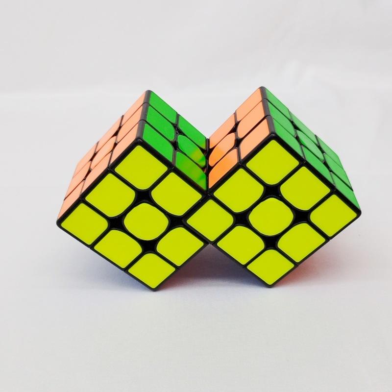 (image for) CubeTwist 3x3 Siamese Connected Cube Series, Multi‑Unit Joined Twisty Puzzle with New Color Tile Version