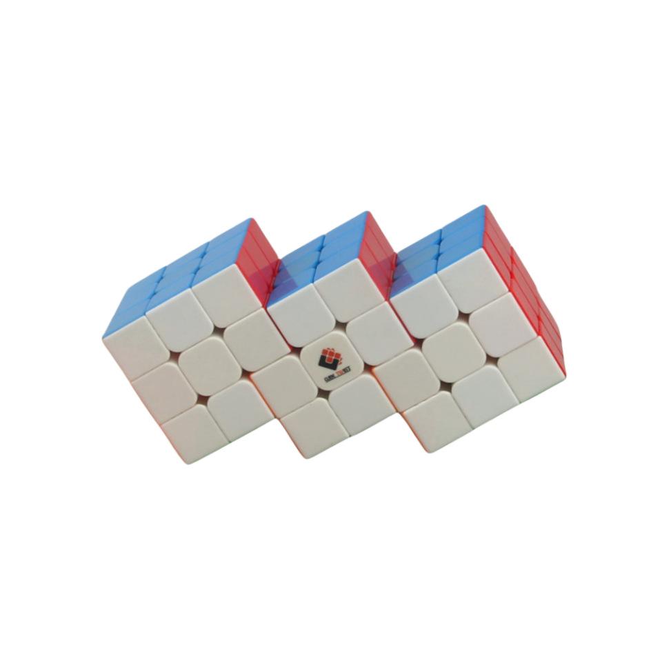 (image for) CubeTwist 3‑in‑3 Siamese Cube, Color Version Restricted‑Rotation Connected Twisty Puzzle