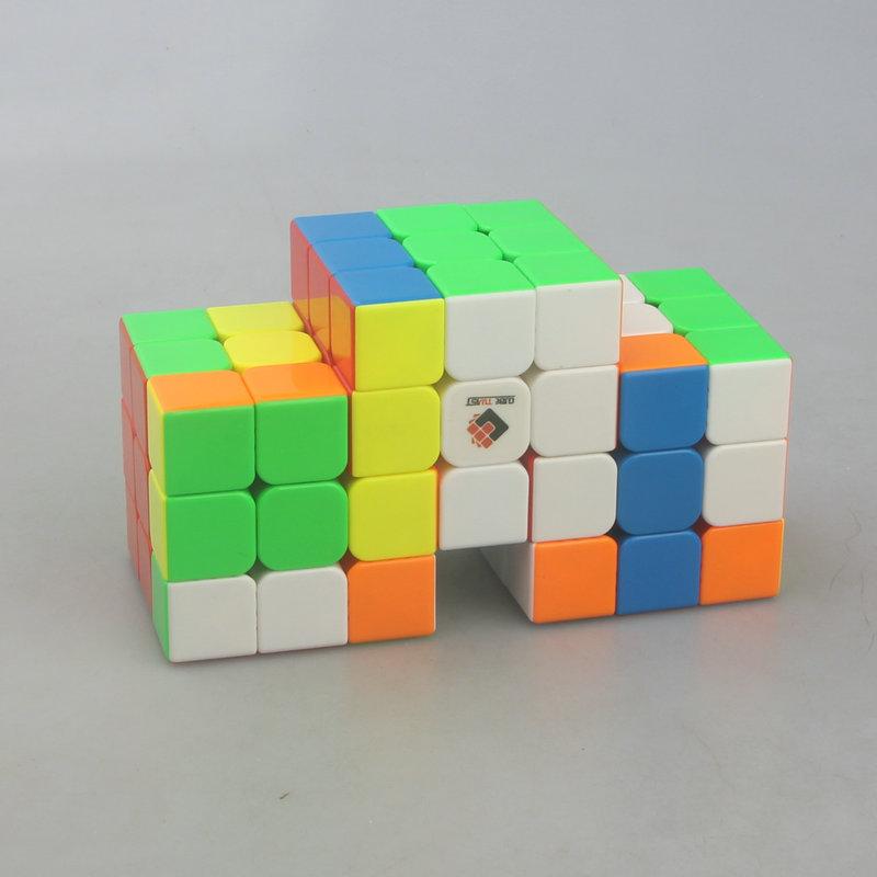 (image for) CubeTwist 3‑in‑3 Siamese Cube, Color Version Restricted‑Rotation Connected Twisty Puzzle