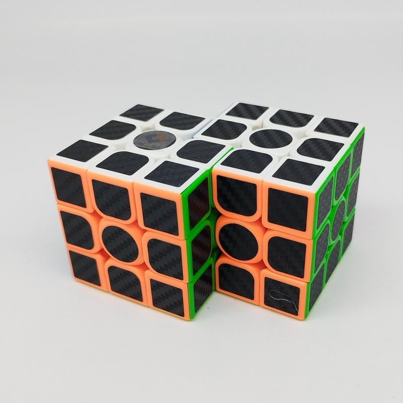 (image for) CubeTwist Carbon Fiber Siamese Cube, 2‑in‑3 & 2‑in‑6 Rotation‑Limited Connected Puzzle